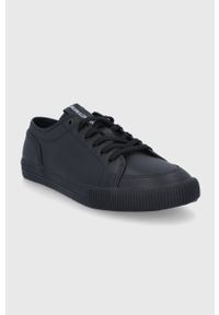 Calvin Klein Jeans Buty skórzane kolor czarny. Nosek buta: okrągły. Zapięcie: sznurówki. Kolor: czarny. Materiał: skóra