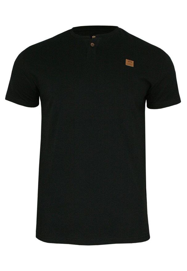 Czarny t-shirt Just Yuppi casualowy, z krótkim rękawem, na co dzień