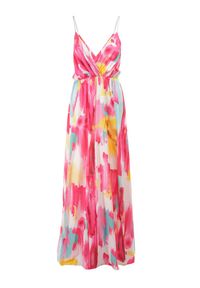 Born2be - Fuksjowa Sukienka Galiphae. Kolor: różowy. Długość rękawa: na ramiączkach. Wzór: kolorowy. Typ sukienki: kopertowe. Styl: wizytowy. Długość: maxi #6