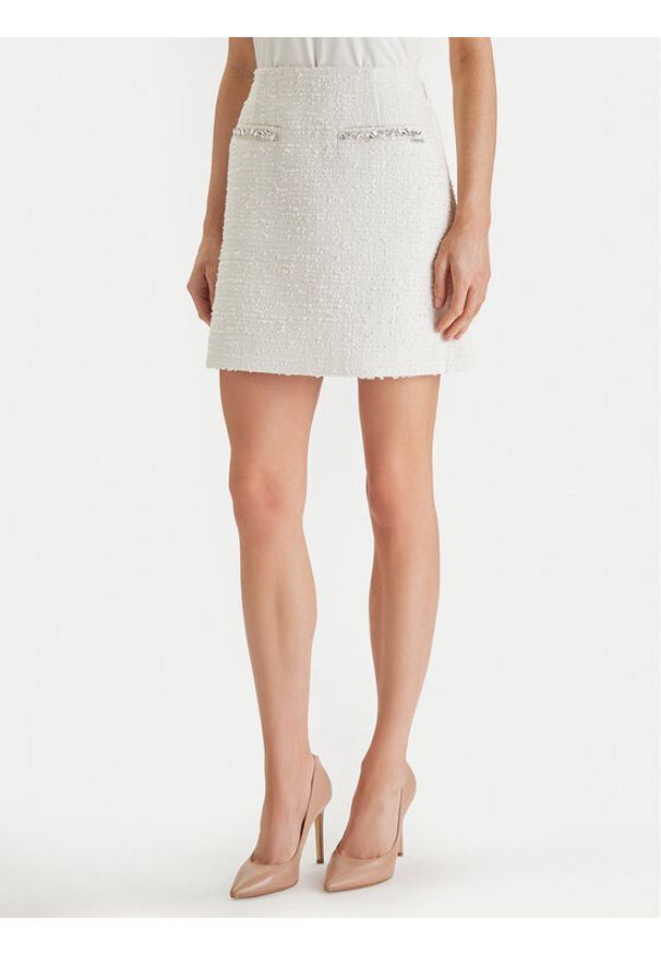 Guess Spódnica mini W6RD56 WJ632 Écru Regular Fit. Materiał: syntetyk