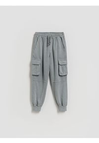 Reserved - Bawełniane joggery cargo - jasnoszary. Kolor: szary. Materiał: bawełna #1