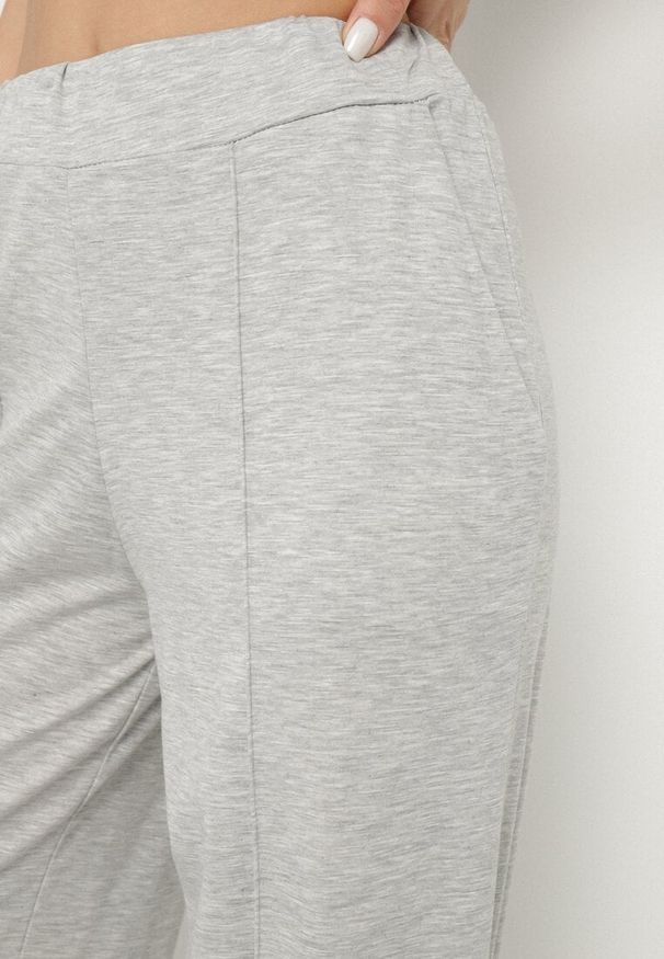 Born2be - Jasnoszare Szerokie Spodnie z Wiskozą w Kant Silhiris. Okazja: do pracy. Kolor: szary. Materiał: wiskoza. Styl: elegancki, klasyczny