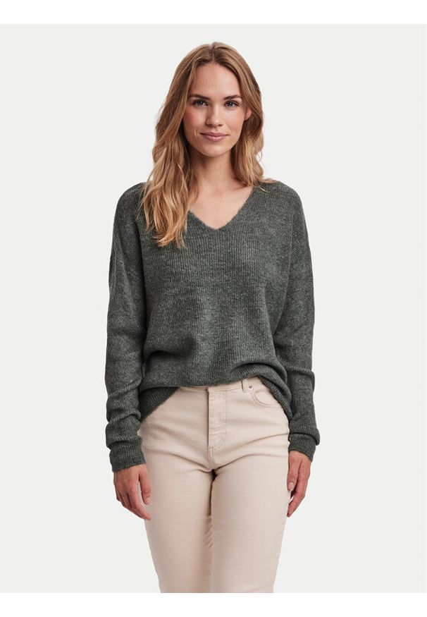 Vero Moda Sweter Crewlefile 10233357 Zielony Loose Fit. Kolor: zielony. Materiał: syntetyk