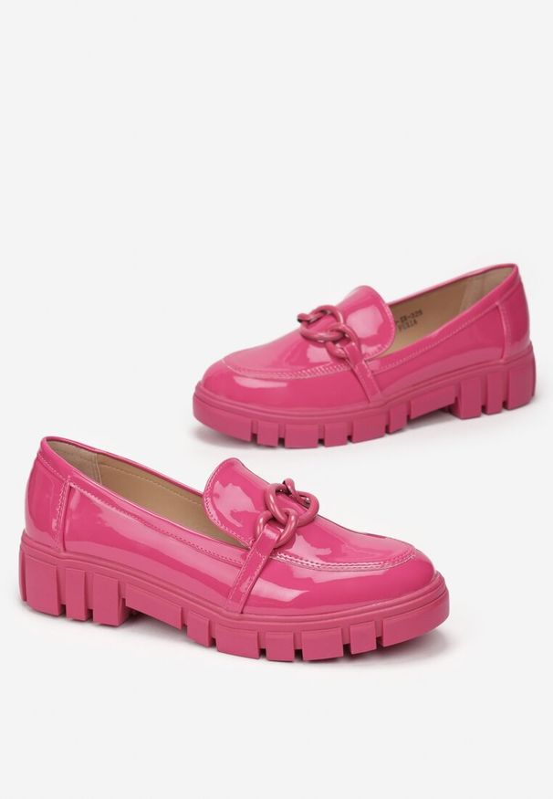 Born2be - Fuksjowe Mokasyny ze Skórzaną Wkładką Nyco. Okazja: na co dzień. Nosek buta: okrągły. Kolor: różowy. Materiał: skóra. Wzór: aplikacja, jednolity. Styl: casual, elegancki