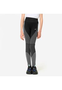 Decathlon - Legginsy fitness dziecięce Domyos. Okazja: na uczelnię. Kolor: czarny, biały, wielokolorowy. Materiał: poliester, elastan, poliamid, materiał. Styl: sportowy