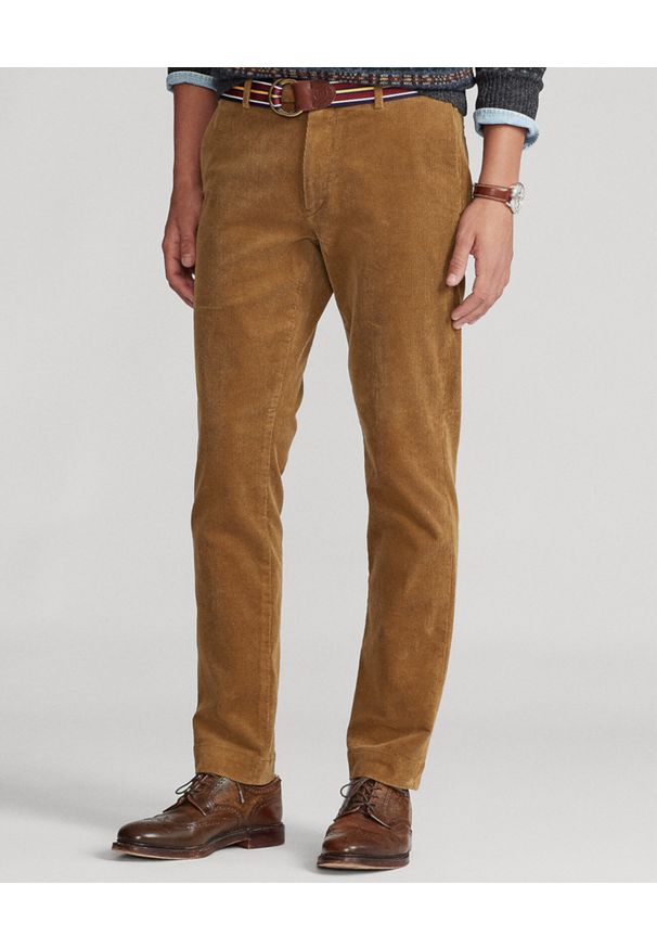 Ralph Lauren - RALPH LAUREN - Brązowe spodnie ze sztruksu. Kolor: brązowy. Materiał: sztruks