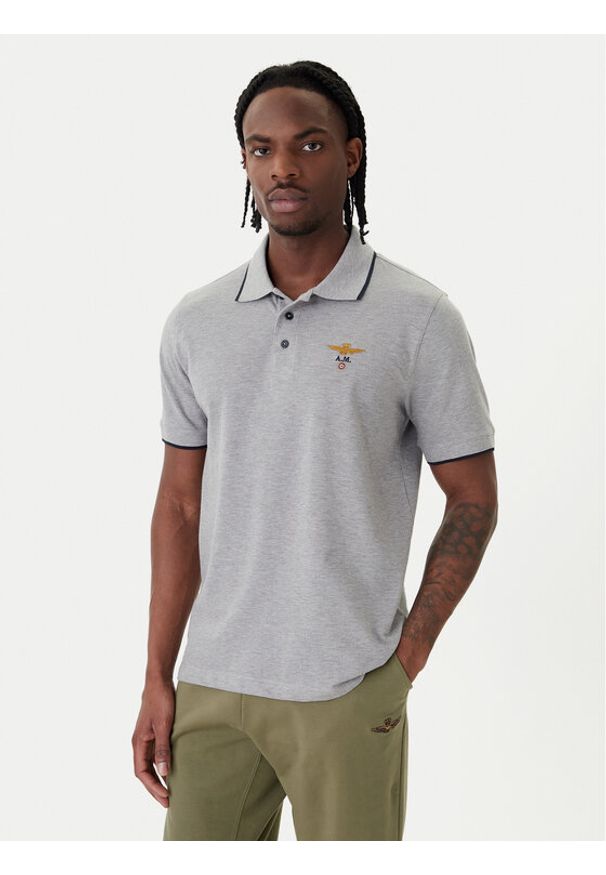 Aeronautica Militare Polo 261PO1308UP00082 Szary Regular Fit. Typ kołnierza: polo. Kolor: szary. Materiał: bawełna