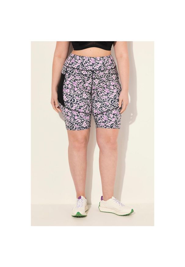 ULLA POPKEN - Damskie Kolarki szybkoschnące ażurowy wzór kieszeń. Kolekcja: plus size. Kolor: czarny. Materiał: elastan, poliester, materiał. Wzór: ażurowy