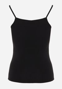 Born2be - Czarny Bieliźniany Top z Bawełny Ozdobiony Koronkową Lamówką Bervina. Kolor: czarny. Materiał: bawełna, koronka. Wzór: aplikacja #5