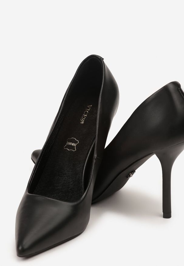 Born2be - Czarne Klasyczne Szpilki Vices ze Skórzaną Wkładką Mivra. Okazja: na co dzień. Kolor: czarny. Materiał: skóra. Obcas: na szpilce. Styl: klasyczny