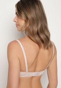 Born2be - Różowy Biustonosz Typu Push-Up Ozdobiony Koronką Paskami i Aplikacją Ezinzee. Kolor: różowy. Materiał: koronka. Rodzaj stanika: push-up. Wzór: aplikacja, koronka #6