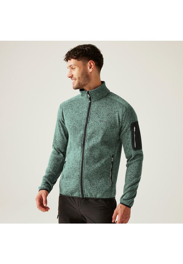 Regatta - Męski polar Newhill z zamkiem błyskawicznym. Kolor: szary, niebieski, wielokolorowy. Materiał: polar. Sport: turystyka piesza