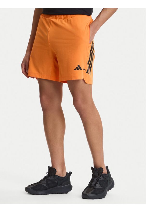 Adidas - adidas Szorty sportowe D4T PrimeLift 3 Stripes KA1197 Pomarańczowy Regular Fit. Kolor: pomarańczowy. Materiał: syntetyk