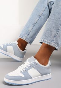Renee - Biało-Niebieskie Sneakersy Caeiphae. Zapięcie: sznurówki. Kolor: niebieski. Materiał: materiał, nubuk, syntetyk