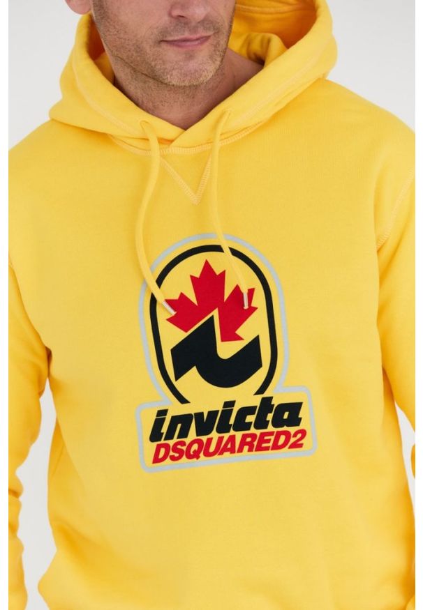 DSQUARED2 Żółta bluza męska invicta cool hoodie. Kolor: żółty