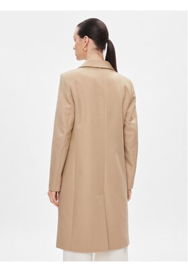 TOMMY HILFIGER - Tommy Hilfiger Płaszcz wełniany Classic WW0WW41662 Beżowy Regular Fit. Kolor: beżowy. Materiał: wełna