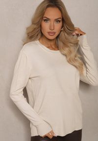 Renee - Jasnobeżowy Sweter z Bawełną w Klasycznym Stylu Atintora. Okazja: na co dzień. Kolor: beżowy. Materiał: bawełna. Styl: klasyczny #4