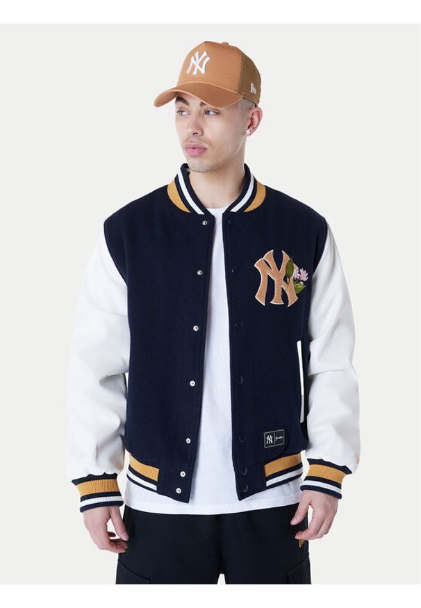 New Era Kurtka bomber Yankees MLB Floral 60596332 Granatowy Regular Fit. Kolor: niebieski. Materiał: wełna