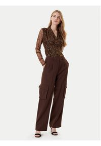 DKNY Bluzka P53HVCMM Brązowy Regular Fit. Kolor: brązowy. Materiał: syntetyk #4