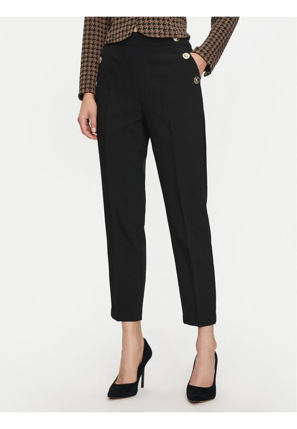 LOLA CASADEMUNT Spodnie materiałowe MF2414007 Czarny Straight Fit. Kolor: czarny. Materiał: syntetyk