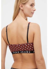 Pepe Jeans biustonosz kolor bordowy wzorzysty. Kolor: czerwony. Rodzaj stanika: wyciągane miseczki, odpinane ramiączka #3