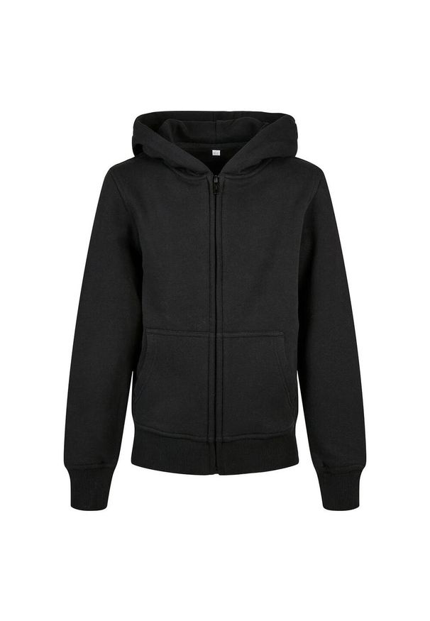 BUILD YOUR BRAND - Bluza Dziecięca Basic Organic Z Pełnym Zamkiem Błyskawicznym. Kolor: czarny