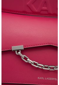 Karl Lagerfeld Torebka skórzana kolor różowy. Kolor: różowy. Materiał: skórzane. Rodzaj torebki: na ramię #5