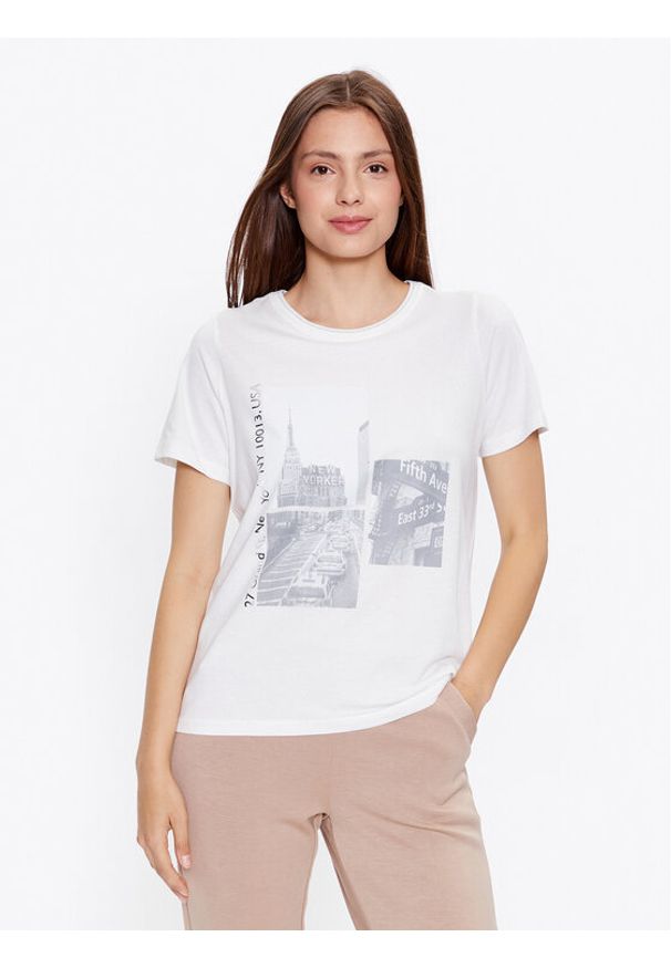 Fransa T-Shirt 20611758 Biały Regular Fit. Kolor: biały. Materiał: bawełna