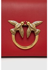 Pinko torebka skórzana kolor czerwony. Kolor: czerwony. Materiał: skórzane. Rodzaj torebki: na ramię #5
