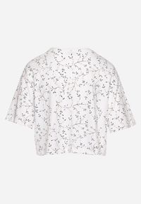 Born2be - Biały Bawełniany T-shirt Oversize w Kwiatowy Print o Krótkim Fasonie Daelinn. Kolor: biały. Materiał: bawełna. Długość: krótkie. Wzór: nadruk, kwiaty #4