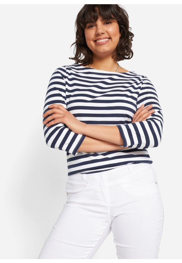 bonprix - Spodnie z bengaliny ze stretchem, straight. Stan: obniżony. Kolor: biały. Materiał: skóra, wiskoza, poliester, materiał, włókno