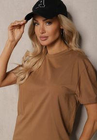 Renee - Brązowa Klasyczna Gładka Koszulka z Bawełny Detima. Kolor: brązowy. Materiał: bawełna. Wzór: gładki. Styl: klasyczny #3