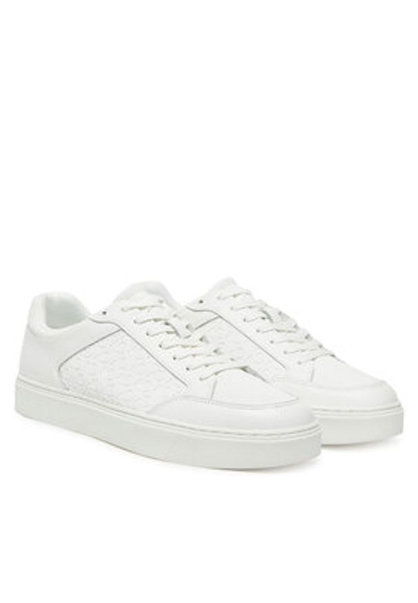 Calvin Klein Sneakersy Clean Cup Low Laceup Mono HM0HM01899 Biały. Kolor: biały. Materiał: skóra