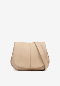 Born2be - Ciemnobeżowa Dwukomorowa Torebka z Ozdobną Klapą Galairia. Kolor: beżowy. Styl: klasyczny, elegancki, casual. Rodzaj torebki: na ramię