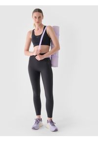 4f - 4F Legginsy treningowe z wysokim stanem damskie - szare M. Stan: podwyższony. Kolor: szary. Materiał: włókno, elastan, dzianina, materiał, syntetyk. Wzór: jednolity. Sport: fitness