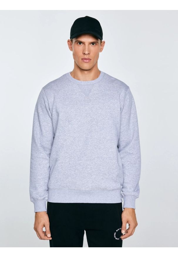 Big-Star - Bluza męska szara Marltones 901. Okazja: na co dzień. Kolor: szary. Materiał: materiał, dresówka, jeans. Wzór: aplikacja. Styl: sportowy, casual