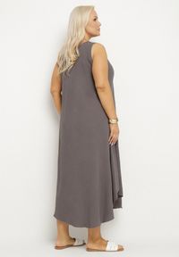 Born2be - Szara Rozkloszowana Sukienka z Bawełną Nairilo. Okazja: na spacer. Kolor: szary. Materiał: bawełna. Sezon: lato. Styl: klasyczny, elegancki #2