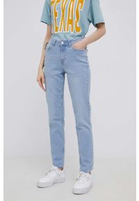 Pieces jeansy Pcluna damskie medium waist. Kolor: niebieski