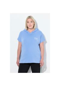 ULLA POPKEN - Damskie Bluza funkcyjna szybkoschnąca kaptur bez rękawów. Kolekcja: plus size. Kolor: niebieski. Materiał: poliester, materiał, elastan, bawełna. Długość rękawa: bez rękawów #1