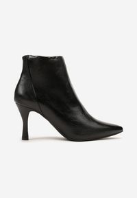 Born2be - Czarne Eleganckie Botki na Szpilce z Noskiem w Szpic Falmira. Okazja: na co dzień. Kolor: czarny. Materiał: jeans. Obcas: na szpilce. Styl: elegancki. Wysokość obcasa: średni #5