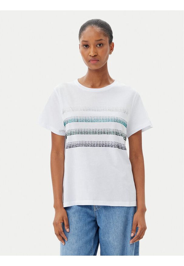 Marella T-Shirt Foglia 2515971042 Biały Regular Fit. Kolor: biały. Materiał: bawełna