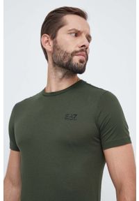 EA7 Emporio Armani t-shirt bawełniany kolor zielony z nadrukiem. Kolor: zielony. Materiał: bawełna. Wzór: nadruk #1