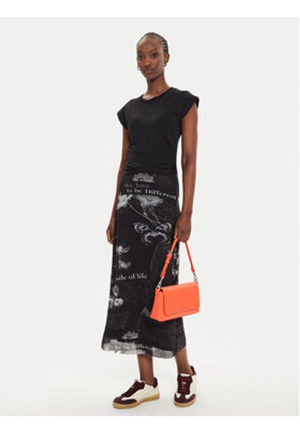 Desigual Sukienka codzienna Good News 24WWVK77 Czarny Regular Fit. Okazja: na co dzień. Kolor: czarny. Materiał: bawełna, syntetyk. Typ sukienki: proste. Styl: casual