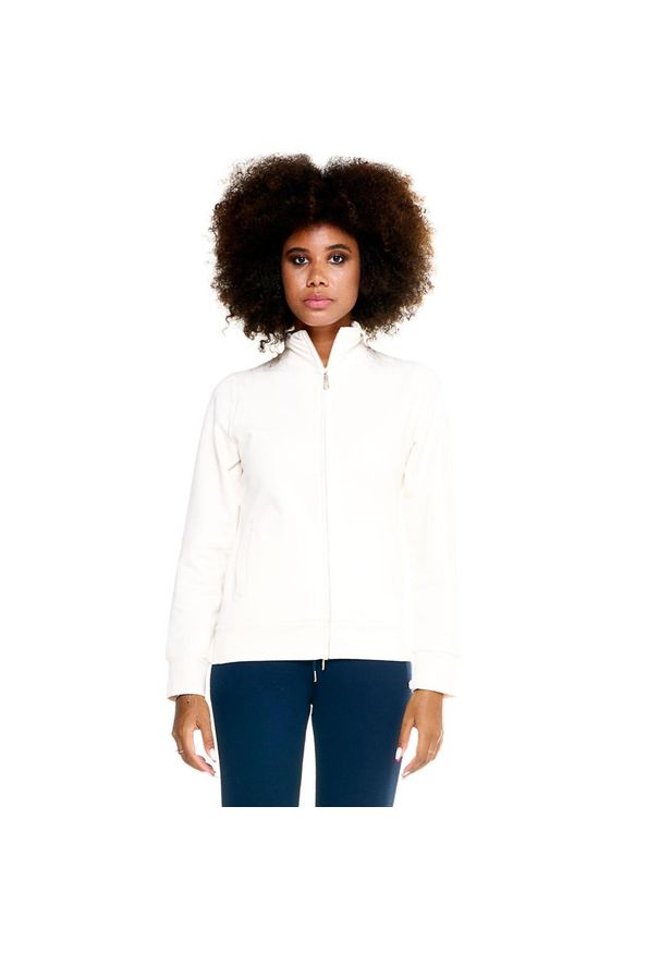 LEONE 1947 APPAREL - Damska bluza Leone Basic z zamkiem błyskawicznym na całej długości. Kolor: biały. Materiał: tkanina. Sport: fitness