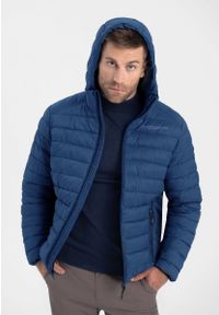 Volcano - Kurtka przejściowa męska J-FINNER. Typ kołnierza: kaptur. Kolor: niebieski. Materiał: nylon, tkanina, włókno, poliester. Wzór: napisy. Sezon: jesień, zima #1