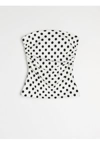 Sinsay - Bawełniany top bandeau w kropki - biały. Kolor: biały. Materiał: bawełna. Wzór: kropki #1