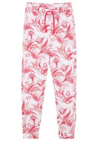 bonprix - Spodnie z dżerseju z czystej bawełny. Kolor: różowy. Materiał: jersey, bawełna. Wzór: nadruk. Sezon: lato #1