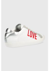 Love Moschino sneakersy skórzane kolor biały. Nosek buta: okrągły. Kolor: biały. Materiał: skóra #3