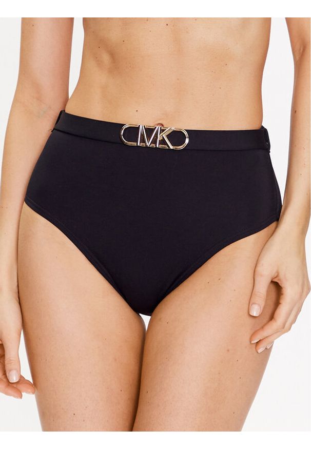 MICHAEL Michael Kors Dół od bikini Solid High Waist MM1N025 Czarny. Stan: podwyższony. Kolor: czarny. Materiał: syntetyk