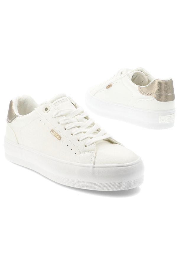 Big-Star - Trampki damskie Big Star, skóra ekologiczna sznurowany fason minimalistyczny design gruba gumowa podeszwa okrągły nosek, białe, TT274805. Okazja: na co dzień. Nosek buta: okrągły. Zapięcie: sznurówki. Kolor: biały. Materiał: guma, skóra ekologiczna. Szerokość cholewki: normalna. Styl: casual, elegancki, sportowy, klasyczny